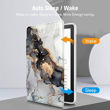 Load image into Gallery viewer, Fintie Hybrid Slim Case for 6.8" Kindle Paperwhite (11th Generation-2021) and Kindle Paperwhite Signature Edition - Shockproof Cover with Transparent Back Shell, Cloudy Marble
