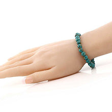 Load image into Gallery viewer, Gem Stone King Stunning Round 8MM Blue Green Simulated Turquoise Round Stretchy Bracelet

