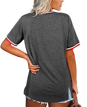 Load image into Gallery viewer, Womens T Shirts Short Sleeve V Neck Tshirts for Women Loose Fit Dark Grey S
