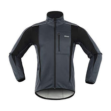 Load image into Gallery viewer, ARSUXEO Winter Warm UP Thermal Softshell Cycling Jacket Windproof Waterproof Bicycle MTB Mountain Bike Clothes 15-K Gray Size Large
