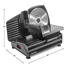 Load image into Gallery viewer, Chefman Die-Cast Electric Deli &amp; Food Slicer Cuts Meat, Cheese, Bread, Fruit &amp; Vegetables Adjustable Slice Thickness, Stainless Steel Blade, Safe Non-Slip Feet, For Home Use, Easy To Clean, Black
