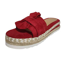 Load image into Gallery viewer, Aniywn Summer Bow Tie Flip Flops Flat Espadrille Platform Wedge Sandals for Women Casual Breathable Open Toe Sandals Red
