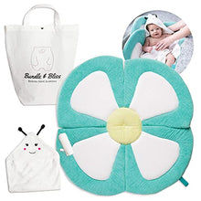 Load image into Gallery viewer, Organic Bamboo Baby Bath Flower Sink Insert Giftable 4PC Set | Baby Sink Bath Cushion, Bee Towel &amp; Washcloth | Flower Baby Bath Sink Insert Infant Tub | Flower Bath Baby Bather for Newborns
