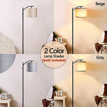 Load image into Gallery viewer, Rottogoon Floor Lamp for Living Room, LED Standing Lamp with 2 Lamp Shades Tall Industrial Arc Floor Lamp Reading for Bedroom, Office, Study Room (9W LED Bulb, Beige &amp; Gray Shades Included)
