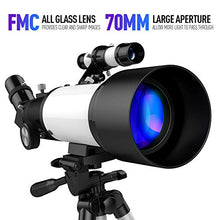 Load image into Gallery viewer, Telescope, 70mm Aperture 400mm AZ Mount, Fully Multi-Coated Optics, Telescopes for Adults, Telescope for Kids Beginners Astronomy Refractor Telescope Travel Scope with Tripod, Phone Adapter, Backpack
