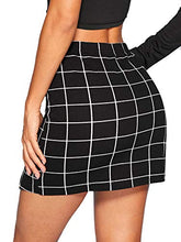 Load image into Gallery viewer, Floerns Women's Plaid Bodycon Split Mini Skirt A Black M
