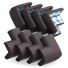Load image into Gallery viewer, Soft Baby Proofing Corner Guards &amp; Edge Protectors - Pre-Taped Table Corner Protector, Child Safety Furniture Bumper, Sharp Corner Cushions, 8 Pack, Brown

