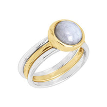 Load image into Gallery viewer, Silpada 'in Good Campanile' Stacking Rings with Natural Blue Lace Agate in Sterling Silver &amp; Brass, Size 9
