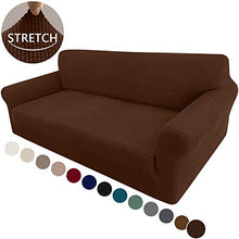 Load image into Gallery viewer, Granbest High Stretch Couch Cover 1-Piece Stylish Sofa Covers for 3 Cushion Couch Jacquard Sofa Slipcover Living Room Furniture Protector for Dogs Pets (Large, Chocolate)
