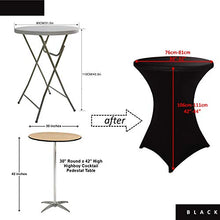 Load image into Gallery viewer, HAORUI 10pcs Stretch Cocktail Tablecloth 30" Spandex DJ Table Cover for Craft Exhibitions Wedding Party Show (30” Black)

