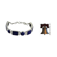 Load image into Gallery viewer, NOVICA Lapis Lazuli .925 Sterling Silver Link Bracelet, 6.75", Connected'
