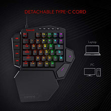 Load image into Gallery viewer, Redragon K585 DITI One-Handed RGB Mechanical Gaming Keyboard, Type-C Professional Gaming Keypad with 7 Onboard Macro Keys, Detachable Wrist Rest, 42 Keys (Black-Blue Switch)
