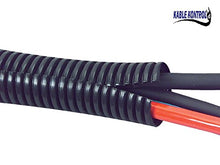 Load image into Gallery viewer, Kable Kontrol Split Wire Loom Tubing - 3/8” Inch Diameter - 10' Feet Long - Black - Durable Polyethylene Tubing - Wire Conduit- Wire Protector - Split Corrugated Tubing
