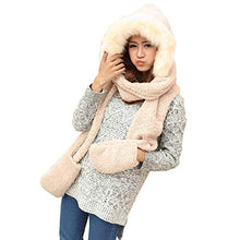 Load image into Gallery viewer, Lucky Beth Winter Warm Women Hoodie Hat/Scarf/Gloves Set Soft Plush Thick Warm Hat
