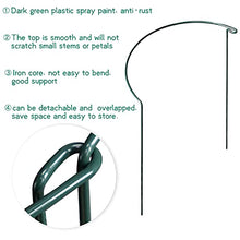 Load image into Gallery viewer, 10 Pack Garden Plant Support Stakes,10" Wide x 16" High Half Round Metal Garden Plant Support Ring Cage Border Support, Garden Supports for Plants Peony Flowers Vine Tomato with 66ft Plant Ties

