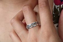 Load image into Gallery viewer, Energy Stone Twine 5.5 mm Narrow Band Tri-Color Sterling Silver Meditation Spinner Ring (Style US40) (8)
