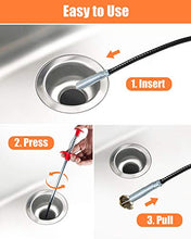 Load image into Gallery viewer, LONGGUI 25inch Hair Drain Clog Remover Tool(6pcs), 24inch Drain Cleaner Sticks To Drain Hair Clog For Remover (1pcs), Drain Hair Remover Tool For Sewer, Toilet, Kitchen Sink, Bathroom Tub,(6+1)
