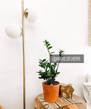 Load image into Gallery viewer, Brightech Sphere - Mid Century Modern 2 Globe Floor Lamp for Living Room Bright Lighting - Contemporary LED Standing Light for Bedrooms &amp; Offices - Gold/Antique Brass Indoor Pole Light
