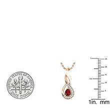 Load image into Gallery viewer, Dazzlingrock Collection 18K 5X4 MM Pear Lab Created Ruby &amp; Round Diamond Ladies Teardrop Pendant, Rose Gold
