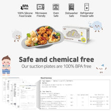 Load image into Gallery viewer, Mother's Corn Suction Plate for Baby | Divided Food-Grade 100% Silicone Feeding Bowls and Dishes for Kids, Infants &amp; Toddlers - BPA-FREE, Microwave, Dishwasher &amp; Oven Safe | Cloud design | Grey

