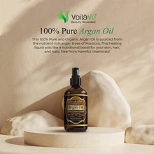 Load image into Gallery viewer, VoilaVe USDA and ECOCERT Pure Organic Moroccan Argan Oil for Skin, Nails &amp; Hair Growth, Anti-Aging Face Moisturizer, Cold Pressed, Hair Moisturizer, Rich in Vitamin E &amp; Carotenes, 4 fl oz
