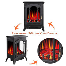 Load image into Gallery viewer, R.W.FLAME Infrared Electric Fireplace Stove, 16" Freestanding Fireplace Heater, Realistic Flame Effects, Adjustable Brightness and Heating Mode, Overheating Safe Design, 1000W/1500W, Black
