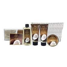 Load image into Gallery viewer, Spa Gift Basket and Bath Set with Refreshing Coconut Fragrance by Lovestee - Bath and Body Gift Set Includes Shower Gel Body Lotion Body Scrub Body Butter Bath Salt and Loofah Back Scrubber
