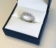 Load image into Gallery viewer, Women's Emerald Cut diamond eternity wedding band 3.00 carats G-VS2 diamond quality 14 karat white gold
