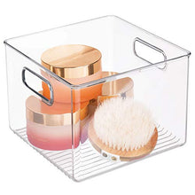 Load image into Gallery viewer, iDesign Plastic Bin, Kitchen Storage Organizer for Refrigerator, Freezer and Pantry, 8" x 8" x 6", BPA-Free, Medium, Clear
