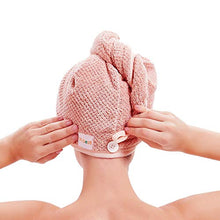 Load image into Gallery viewer, M-bestl 2 Pack Hair Drying Towels, Hair Wrap Towels, Super Absorbent Microfiber Hair Towel Turban with Button Design to Dry Hair Quickly(Coffee&amp; Pink)
