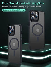 Load image into Gallery viewer, Mgnaooi Magnetic Case for iPhone 14 Pro Max Case [MIL-Grade Drop Tested &amp; Compatible with MagSafe] Translucent Matte Back with Aluminum Alloy Keys, Anti-Fingerprint Anti-Scratch 6.7 Inch, Black
