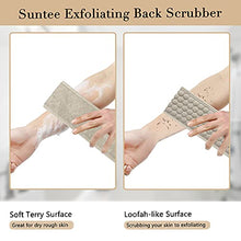 Load image into Gallery viewer, Suntee Exfoliating Back Scrubber &amp; Exfoliating Sponge Pad Set for Shower, Bath Shower Scrubber for Men and Women, Luffa Scrubber to Deep Clean Relax Your Body (36.5'' length 4.5'' width)
