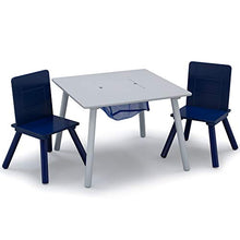 Load image into Gallery viewer, Delta Children Kids Table and Chair Set with Storage (2 Chairs Included) - Ideal for Arts &amp; Crafts, Snack Time, Homeschooling, Homework &amp; More, Grey/Blue
