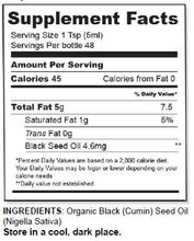 Load image into Gallery viewer, Naturise Organic Black Seed Oil (Nigella Sativa, Cumin Seed) Cold Pressed Non-GMO, 8 oz Glass Bottle Source of Essential Fatty Acids, Omega 3 6 9
