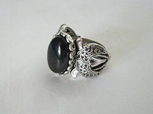 Load image into Gallery viewer, Black Onyx Triple Moon Ring, handmade jewelry wiccan pagan wicca goddess witch witchcraft gothic
