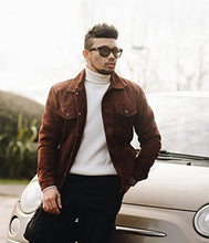 Load image into Gallery viewer, Blingsoul Cafe Racer Slim Fit Men Leather Jacket Brown | [1100366] Lgan Dark Brown, 2XL
