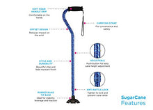 Load image into Gallery viewer, NOVA Medical Products NOVA Sugarcane, Walking Cane with All Terrain Rubber Quad Tip Base and Carrying Strap, Butterfly Symphony Design
