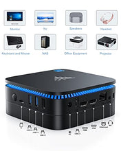 Load image into Gallery viewer, Mini PC, Quad Core Ιntel Celeron J3455 Mini Desktop Computer Windows 10 Pro(64-bit), 4GB DDR3/64GB eMMC Small Computer 4K Support 2.5" SSD/mSATA SSD/2.4G+5G Dual WiFi for Home Business Education

