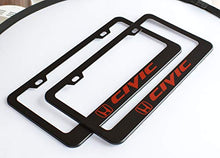 Load image into Gallery viewer, 2 Pack Car License Plate Frame for Honda Civic, Stainless Steel Auto Plate Frames Frames to Protect Plates,with Screw Caps Cover Set Suit，Applicable to US Standard car License Frame
