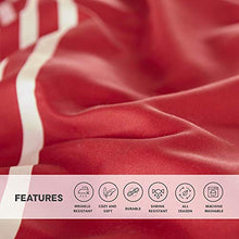 Load image into Gallery viewer, Comfort Spaces Colin 9 Piece Comforter Set All Season Microfiber Stripe Printed Bedding and Sheet with Two Side Pockets, Full, Red/Grey
