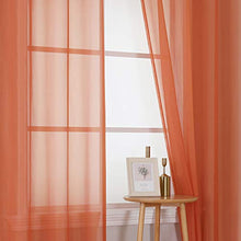Load image into Gallery viewer, Patio Door Sheer Curtain Panels - Ceiling to Floor Extra Long Voile Drape Curtains Window Treatment for Sliding Glass Door (Burnt Orange,2 Pieces,W 54 x L 95 inches)
