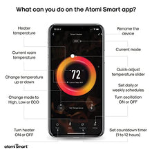 Load image into Gallery viewer, Atomi Smart WiFi 25" Ceramic Tower Space Heater – 3rd Gen.,1500W, Wide-Angle Oscillation, 750 Square-Foot Coverage, Tip-Over Safety Switch, Smartphone Control, Compatible with Alexa and Google Assistant
