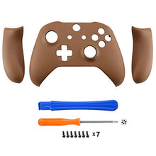 Load image into Gallery viewer, eXtremeRate Brown Luxury PU Leather Top Shell Front Housing Faceplate Replacement Parts with Side Rails Panel for Xbox One X &amp; One S Controller (Model 1708)
