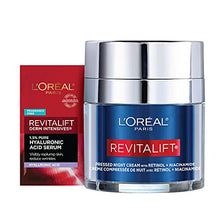 Load image into Gallery viewer, L'Oreal Paris Revitalift Pressed Night Cream with Retinol, Niacinamide, Visibly Reduce Wrinkles, Hydrate for Face, Under Eye, Neck, Chest, Dermatologist tested + Hyaluronic Acid Serum Sample
