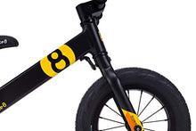 Load image into Gallery viewer, Bike8 Red Dot Desgin Award Winner high-end racing/performance balance bike/push bikes for kids with aluminum frame and super light pneumatic tire (black blue,12 inch for 2 to 5 years toddler 85-130cm)
