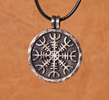 Load image into Gallery viewer, Helm of Awe Necklace Handcrafted Viking Protection Symbol Aegishjalmur Norse Viking Jewelry for Men and Women
