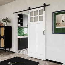 Load image into Gallery viewer, BARNER HOME Sliding Barn Door Hardware Kit &amp; Handle, White, MDF, 36'' × 84'', with Waterproof Covering, Unfinished Panelled Slab, Pre-drilled Holes, Easy Installation
