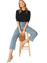 Load image into Gallery viewer, SheIn Women's Puff Sleeve Casual Solid Top Pullover Keyhole Back Blouse Orange Large

