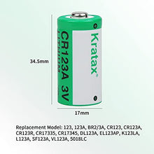 Load image into Gallery viewer, CR123A 3V Lithium Manganese Battery Kratax 12Pack Non-Rechargeable 3 Volt CR 123A Batteries 10Years Shelf Life, CE &amp; RoHS Certified for Security and Medical Equipment, for Flashlights, Digital Cameras
