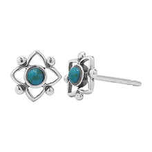 Load image into Gallery viewer, Boma Sterling Silver Blue Turquoise Flower Shaped Dot Stud Earring

